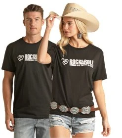 Rock & Roll Denim Logo Black Tee