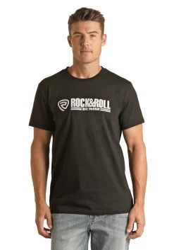 Rock & Roll Denim Logo Black Tee -RodeoRave RRMT21RZMDZ 04002.1663096654