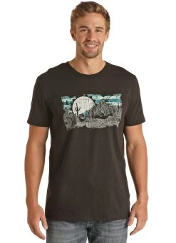 Desert Scene Graphic Black Tee -RodeoRave RRUT21R065Z 10782.1663018261