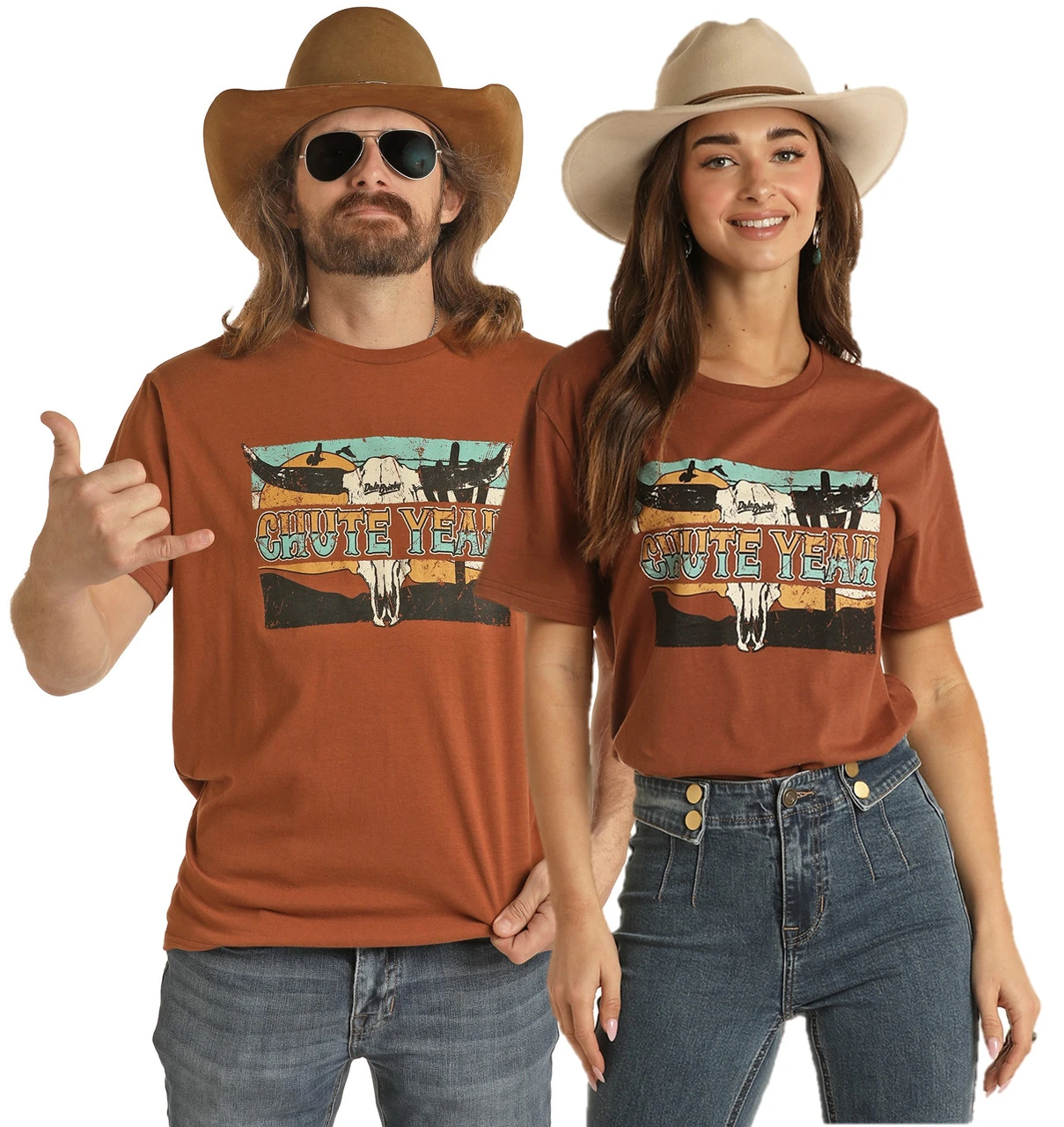 Dale Brisby Chute Yeah Graphic Rust Tee 1 Dale Brisby Chute Yeah Graphic Rust Tee