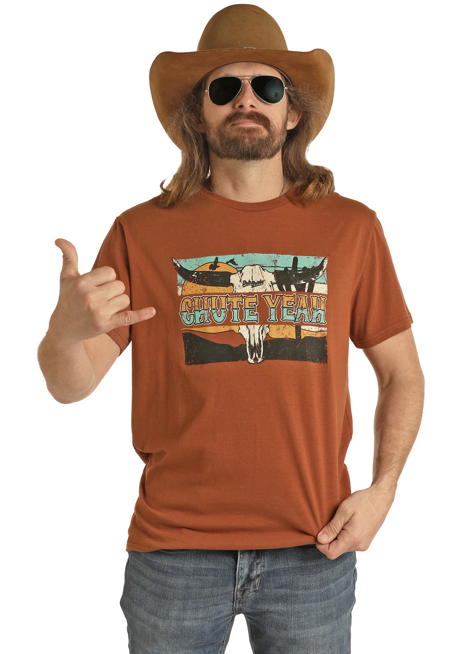 Dale Brisby Chute Yeah Graphic Rust Tee 3 Dale Brisby Chute Yeah Graphic Rust Tee - Image 3