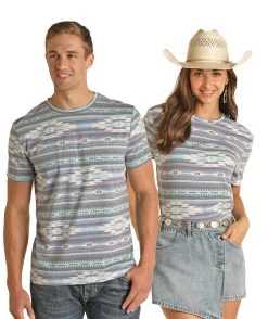 Blue Aztec Allover Print Unisex Tee