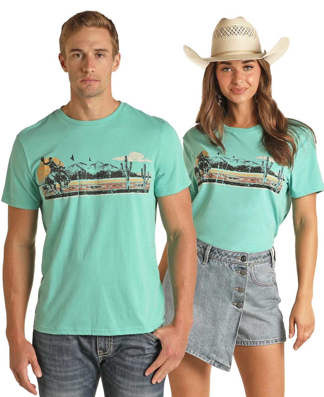 Turquoise Desert Scene Unisex Crewneck Graphic Tee 1 Turquoise Desert Scene Unisex Crewneck Graphic Tee
