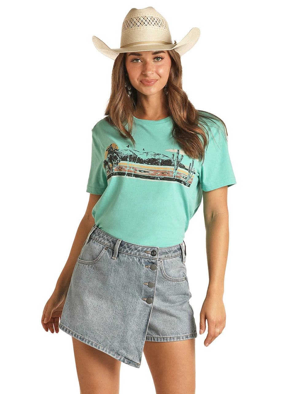 Turquoise Desert Scene Unisex Crewneck Graphic Tee 3 Turquoise Desert Scene Unisex Crewneck Graphic Tee - Image 3