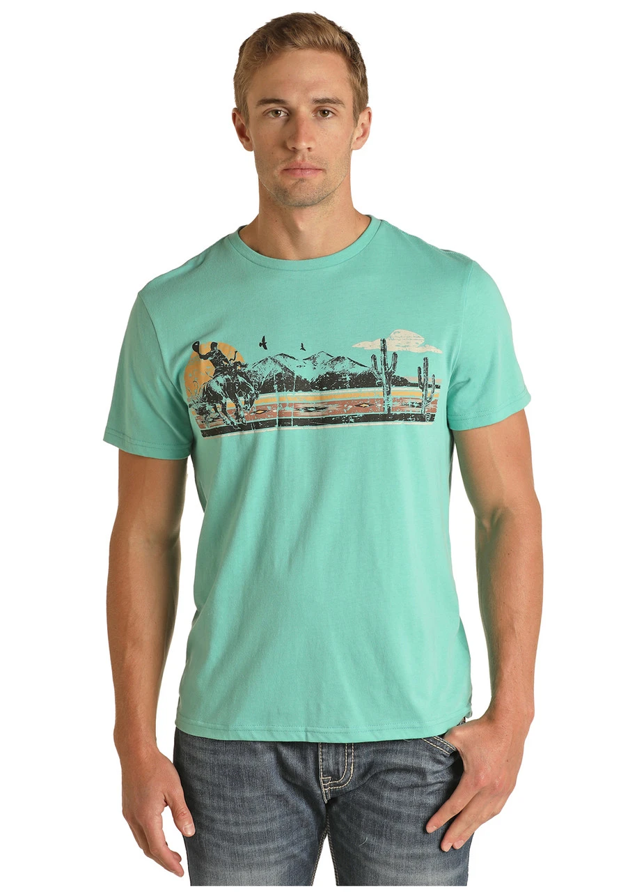 Turquoise Desert Scene Unisex Crewneck Graphic Tee 2 Turquoise Desert Scene Unisex Crewneck Graphic Tee - Image 2
