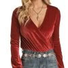 Velvet V Neck Bodysuit