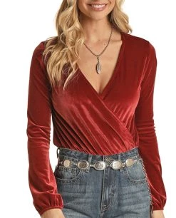 Velvet V Neck Bodysuit