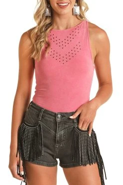 Studded Detail Bodysuit 5 Studded Detail Bodysuit -RodeoRave RRW1R0R0YP BZ 83611.1677000483