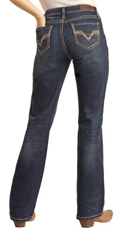 Mid Rise Stretch Relaxed Straight Jeans