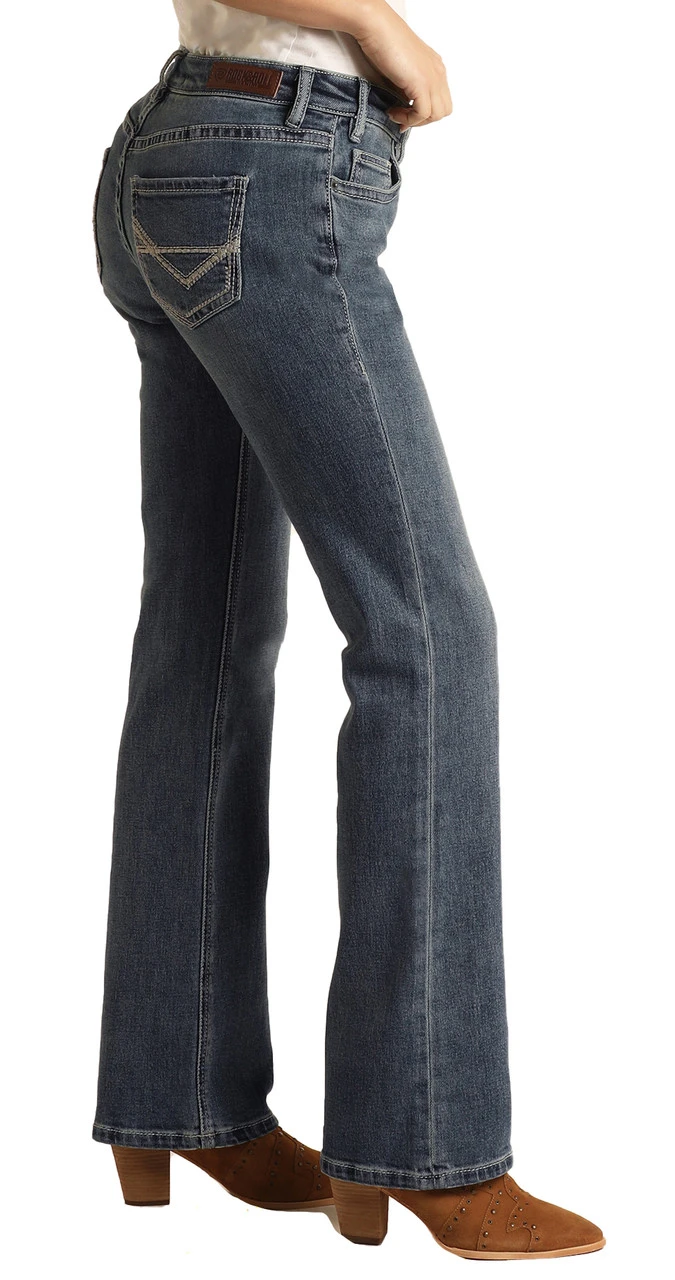 Mid Rise Stretch Boyfriend V Pocket Straight Jeans 3 Mid Rise Stretch Boyfriend V Pocket Straight Jeans - Image 3