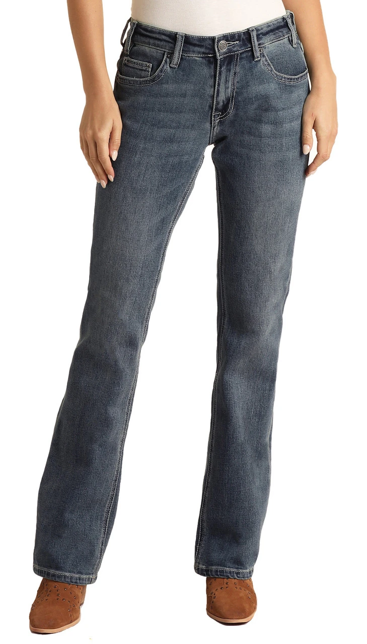 Mid Rise Stretch Boyfriend V Pocket Straight Jeans 2 Mid Rise Stretch Boyfriend V Pocket Straight Jeans - Image 2