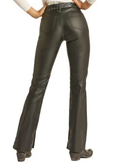 High Rise Pleather Extra Stretch Bootcut Jeans