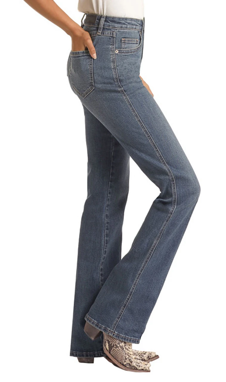 High Rise Extra Stretch Button Fly Bootcut Jeans 3 High Rise Extra Stretch Button Fly Bootcut Jeans - Image 3