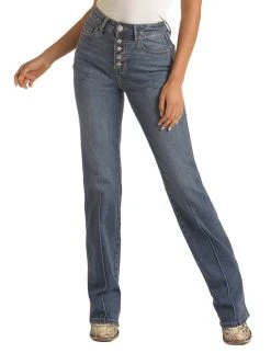 High Rise Extra Stretch Button Fly Bootcut Jeans