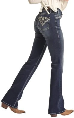 Mid Rise Extra Stretch Embroidered Aztec Bootcut Jeans -RodeoRave RRWD4MRZPW AZ 37331.1661286103