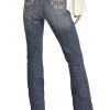 Mid Rise Stretch Copper Metallic Pocket Bootcut Jeans