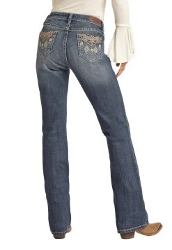 Mid Rise Stretch Copper Metallic Pocket Bootcut Jeans