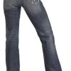 Mid Rise Stretch Aztec Leather Embroidered Bootcut Jeans