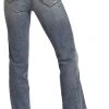 Mid Rise Stretch Cowhide Embellished Bootcut Jeans