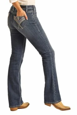 Mid Rise Criss Cross Aztec Bootcut Jeans -RodeoRave RRWD4MRZT8 A 08106.1656359277