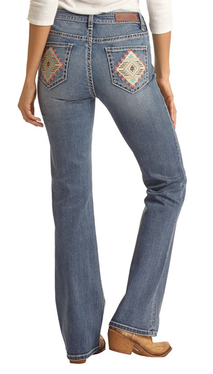 Mid Rise Extra Stretch Aqua Aztec Bootcut Jeans 1 Mid Rise Extra Stretch Aqua Aztec Bootcut Jeans