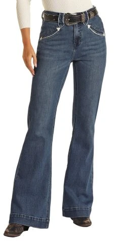 High Rise Extra Stretch Piping Loop Pocket Trouser Jeans