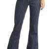 High Rise Extra Stretch Dark Wash Striped Trousers