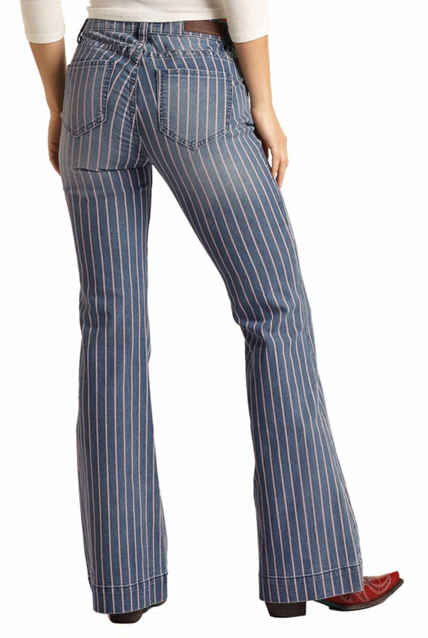 Mid Rise Extra Stretch Red And White Striped Trousers 2 Mid Rise Extra Stretch Red And White Striped Trousers - Image 2