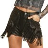 Extra Stretch Black Fringe Shorts