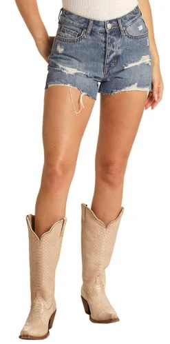 Mid Rise Distressed Denim Shorts (RRWD68R0VB)