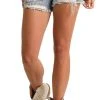 Mid Rise Chain Fringe Denim Shorts (RRWD68R0VE)