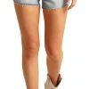 High Rise Belted Denim Shorts