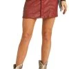 Burgundy Extra Stretch Pleather Studded Skirt