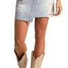 Asymmetric Closure Distressed Denim Skirt (RRWD69R0VC)