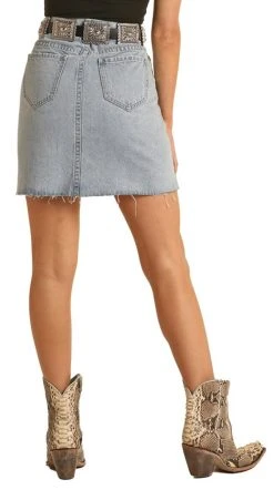 High Rise Light Wash Denim Skirt -RodeoRave RRWD69RZTJ B 80667.1659045016