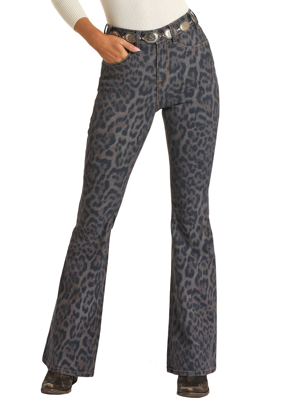 High Rise Extra Stretch Cheetah Print Flare Jeans 2 High Rise Extra Stretch Cheetah Print Flare Jeans - Image 2