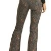 High Rise Stretch Paisley Print Pull-On Jeans