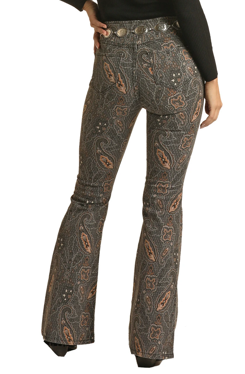 High Rise Stretch Paisley Print Pull-On Jeans 1 High Rise Stretch Paisley Print Pull-On Jeans