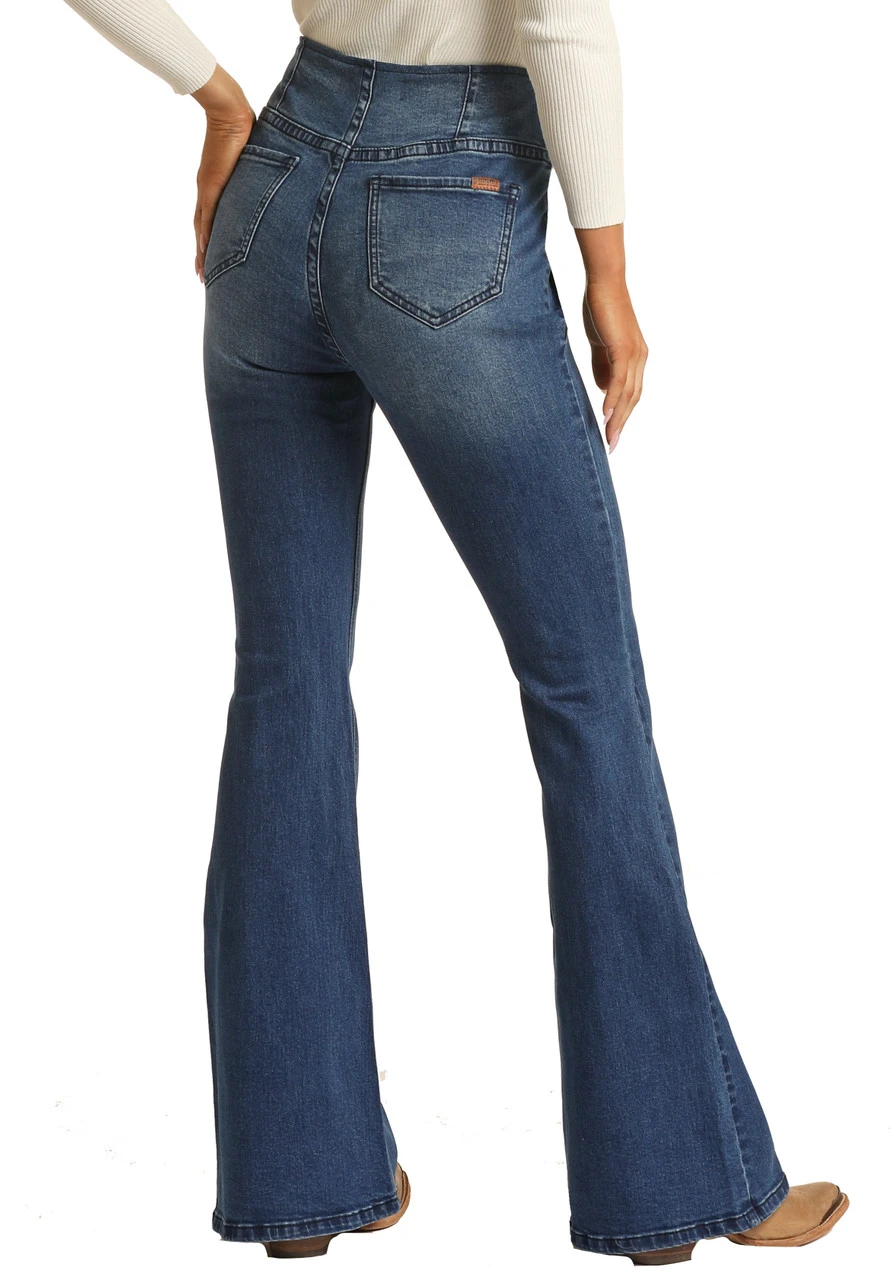 High Rise Extra Stretch Scallop Waistband Pull-On Flare 2 High Rise Extra Stretch Scallop Waistband Pull-On Flare - Image 2