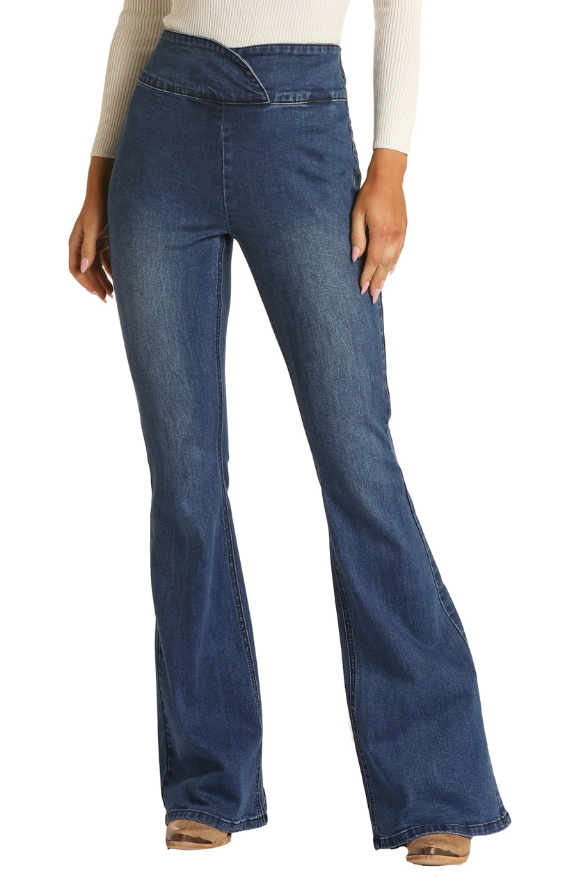 High Rise Extra Stretch Scallop Waistband Pull-On Flare 1 High Rise Extra Stretch Scallop Waistband Pull-On Flare