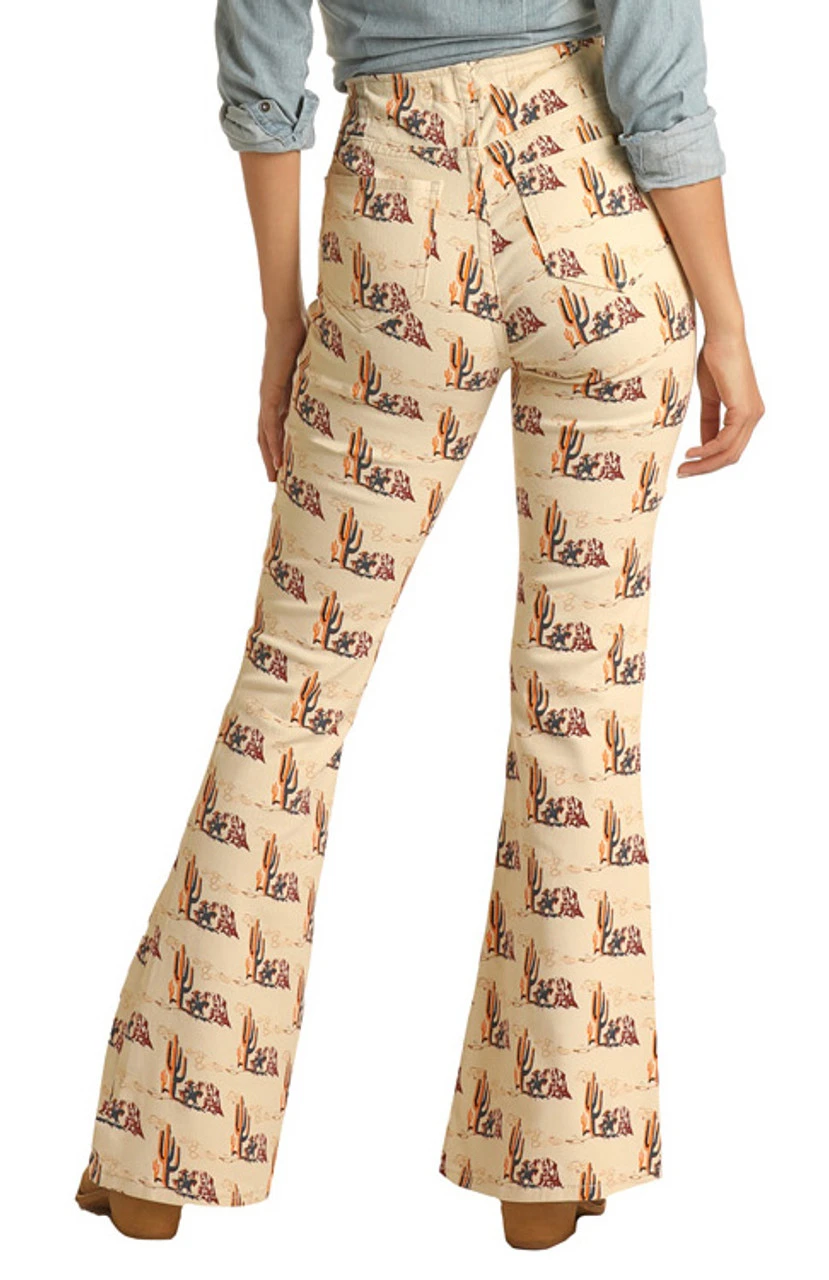 Bargain Bells High Rise Stretch Desert Print Pull-On Flare Jeans 2 Bargain Bells High Rise Stretch Desert Print Pull-On Flare Jeans - Image 2