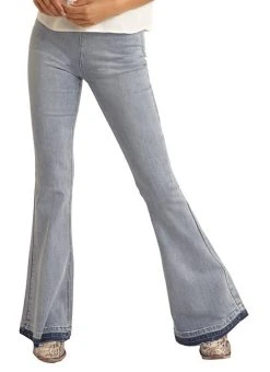 Bargain Bells High Rise Stretch Light Wash Pull-On Flare Jeans