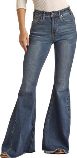 High Rise Extra Stretch Medium Wash Bell Bottom Jeans