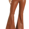 High Rise Extra Stretch Copper Pleather Bell Bottom Jeans
