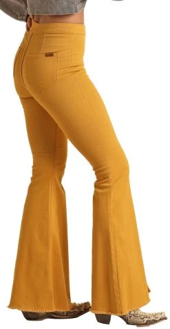 High Rise Stretch Mustard Bell Bottom Jeans -RodeoRave RRWD7PRZR9 AZ 58357.1661282449