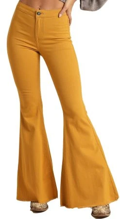 High Rise Stretch Mustard Bell Bottom Jeans