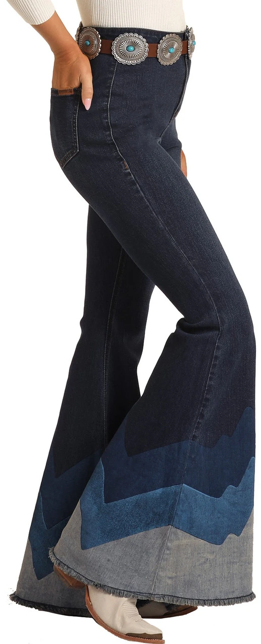 High Rise Extra Stretch Blue Wave Bell Bottom Jeans 3 High Rise Extra Stretch Blue Wave Bell Bottom Jeans - Image 3