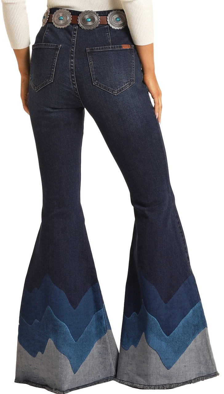 High Rise Extra Stretch Blue Wave Bell Bottom Jeans 2 High Rise Extra Stretch Blue Wave Bell Bottom Jeans - Image 2