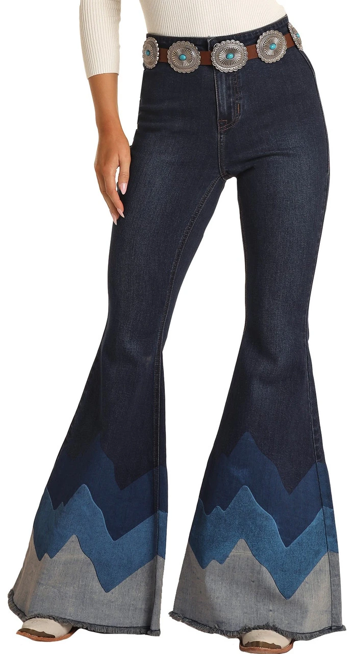 High Rise Extra Stretch Blue Wave Bell Bottom Jeans 1 High Rise Extra Stretch Blue Wave Bell Bottom Jeans