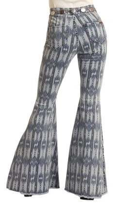 High Rise Extra Stretch Aztec Print Bell Bottom Jeans -RodeoRave RRWD7PRZRF B 05042.1661960307